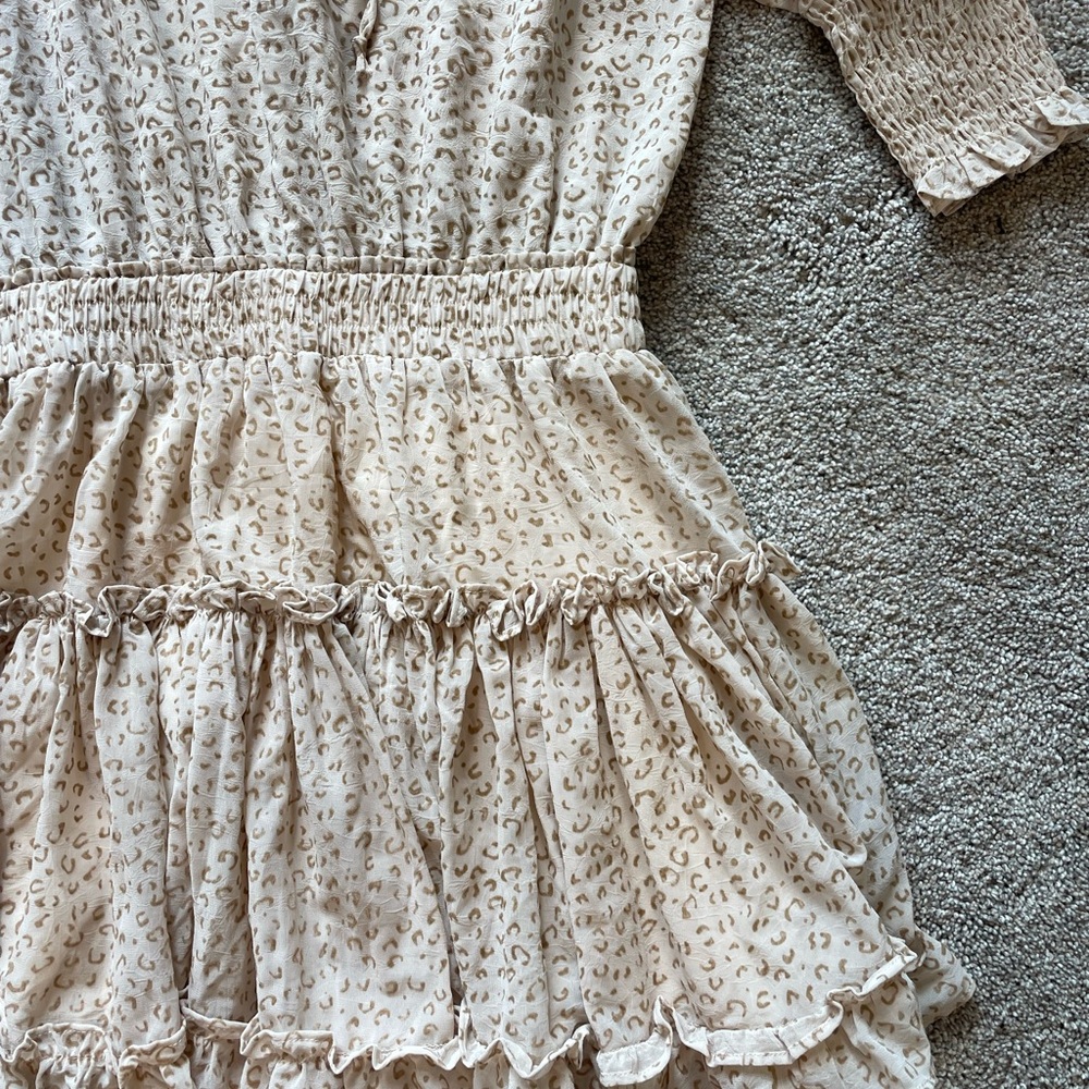 Womens Saints & Hearts Leopard Print Ruffle Dress- Size Small - Picture 2 of 7